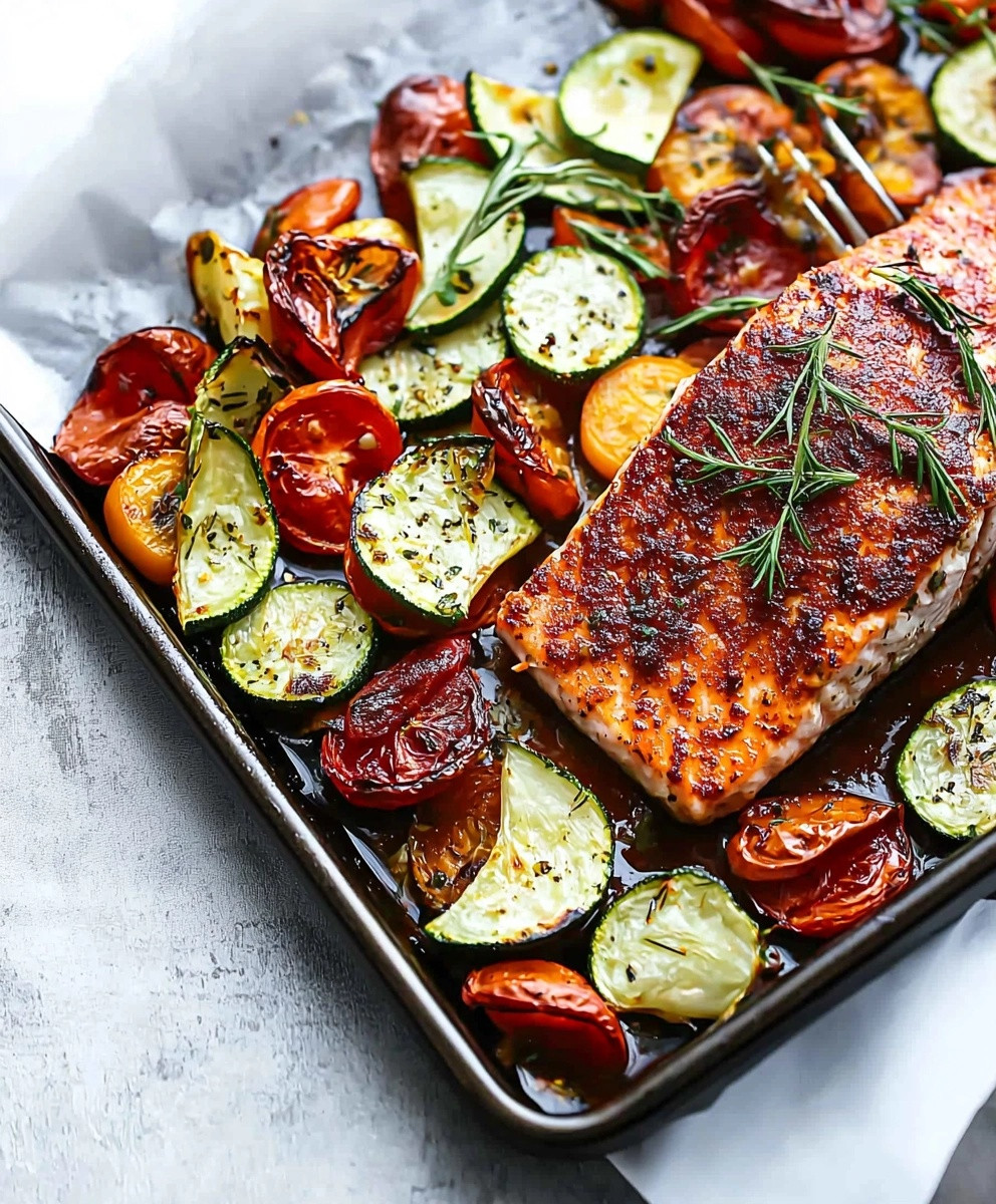 Tuscan Baked Salmon and Veggies