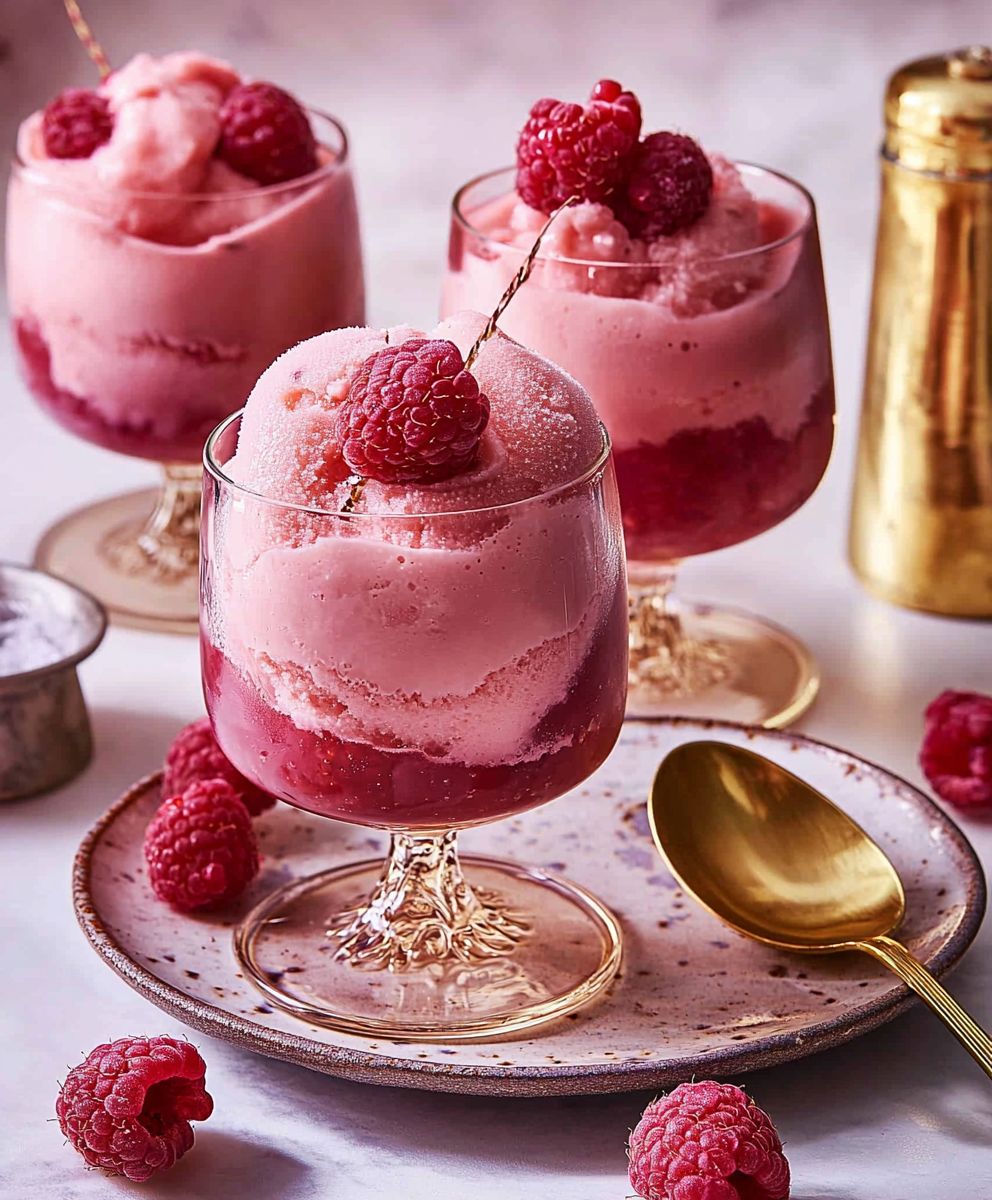 Raspberry Sorbet Champagne Floats