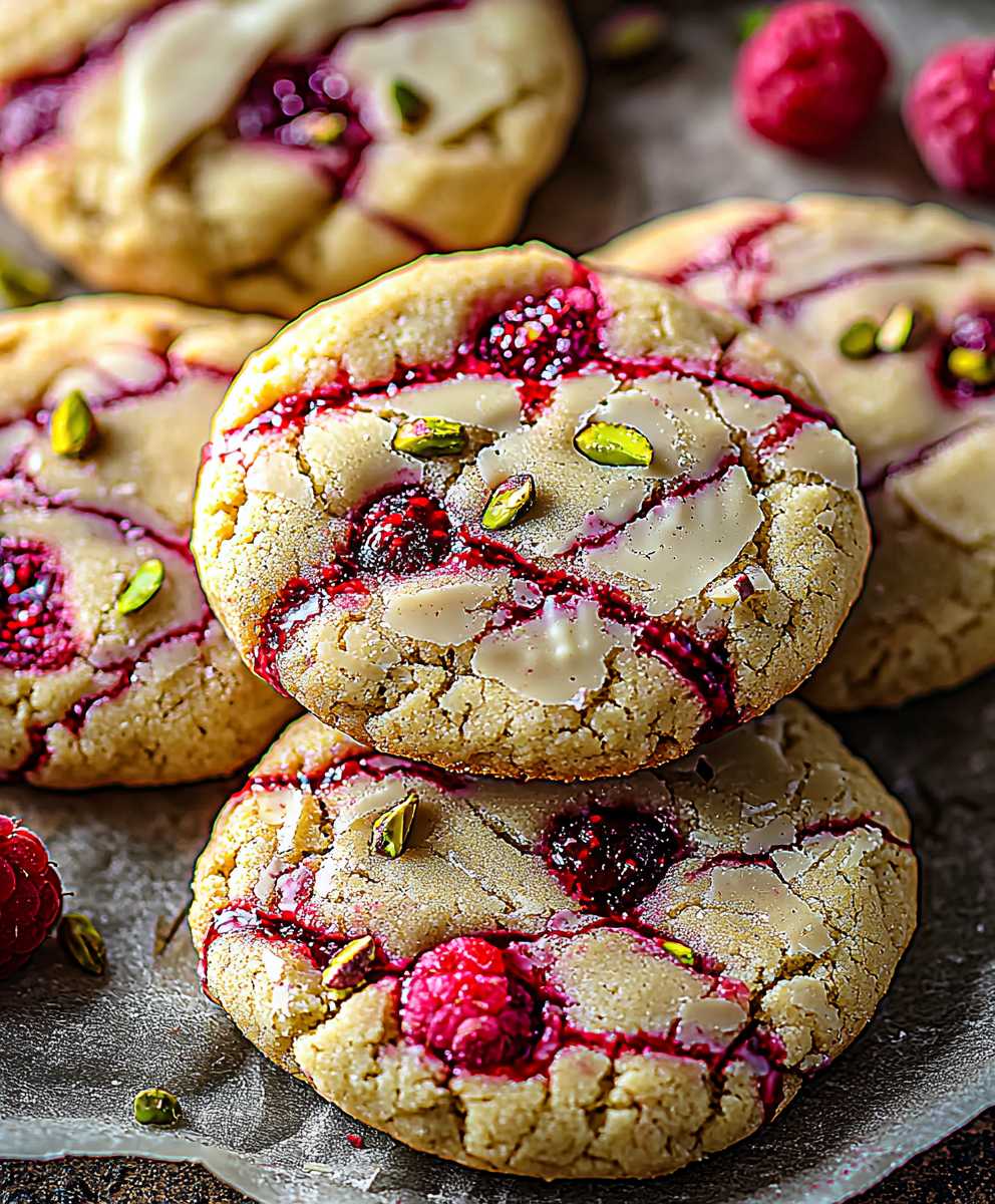 Pistachio White Chocolate Raspberry Cookies