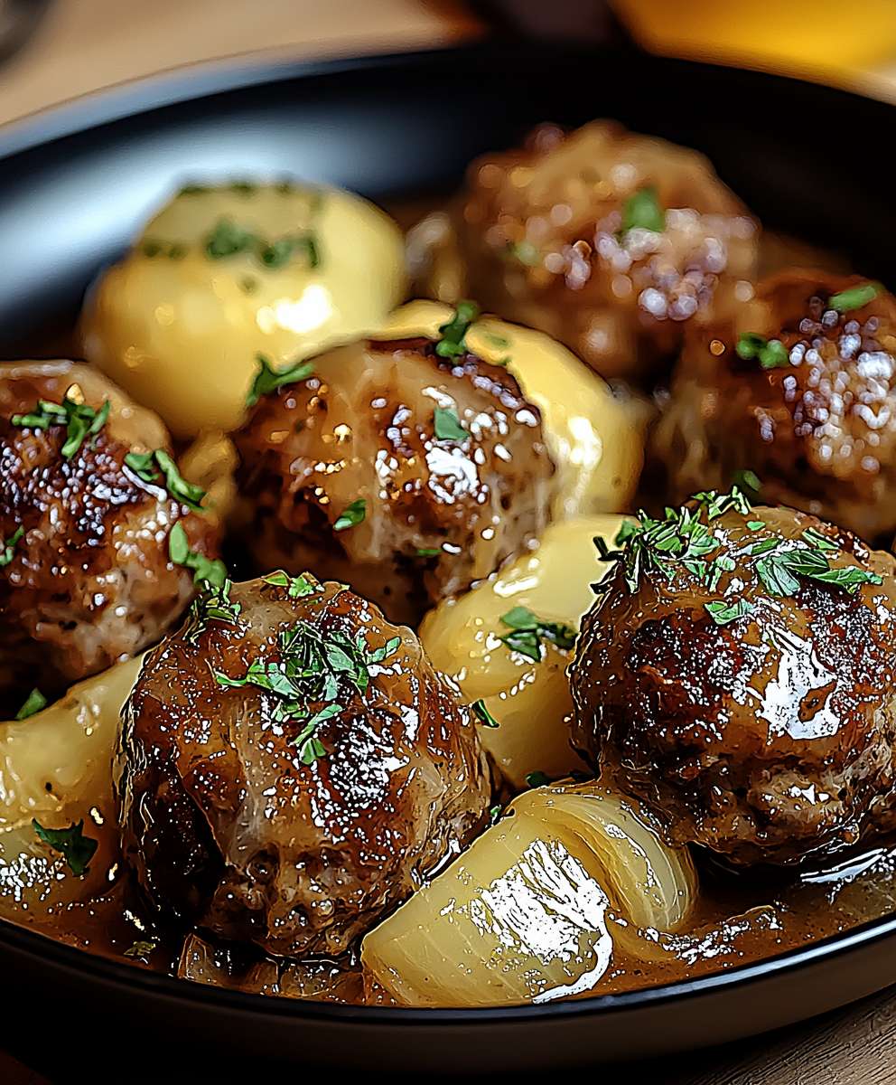 French Onion Meatballs