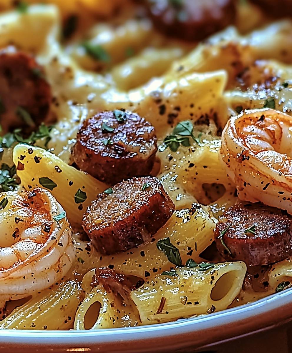 Shrimp Sausage Pasta Bake