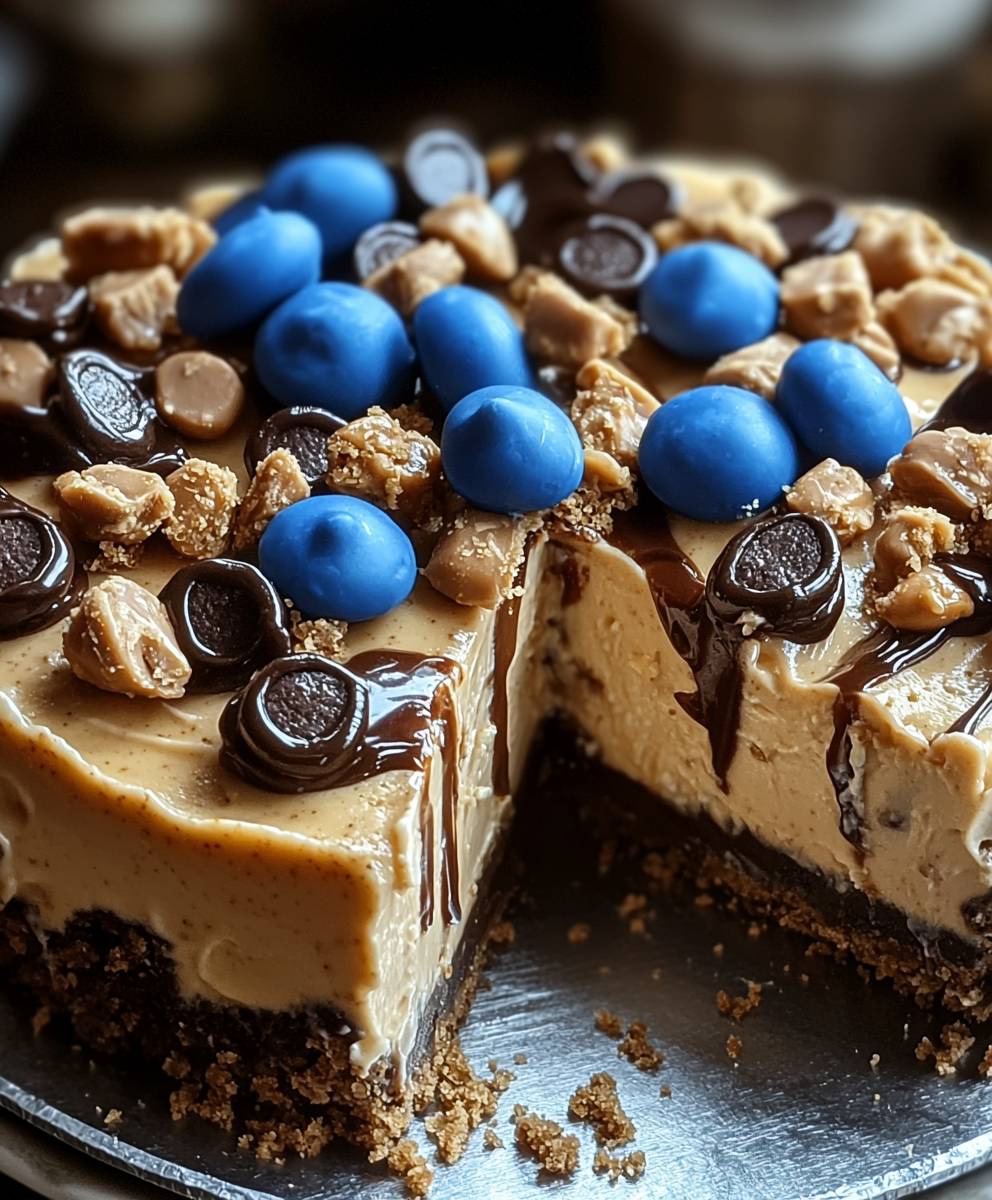 Monster Cookie Cheesecake Pie