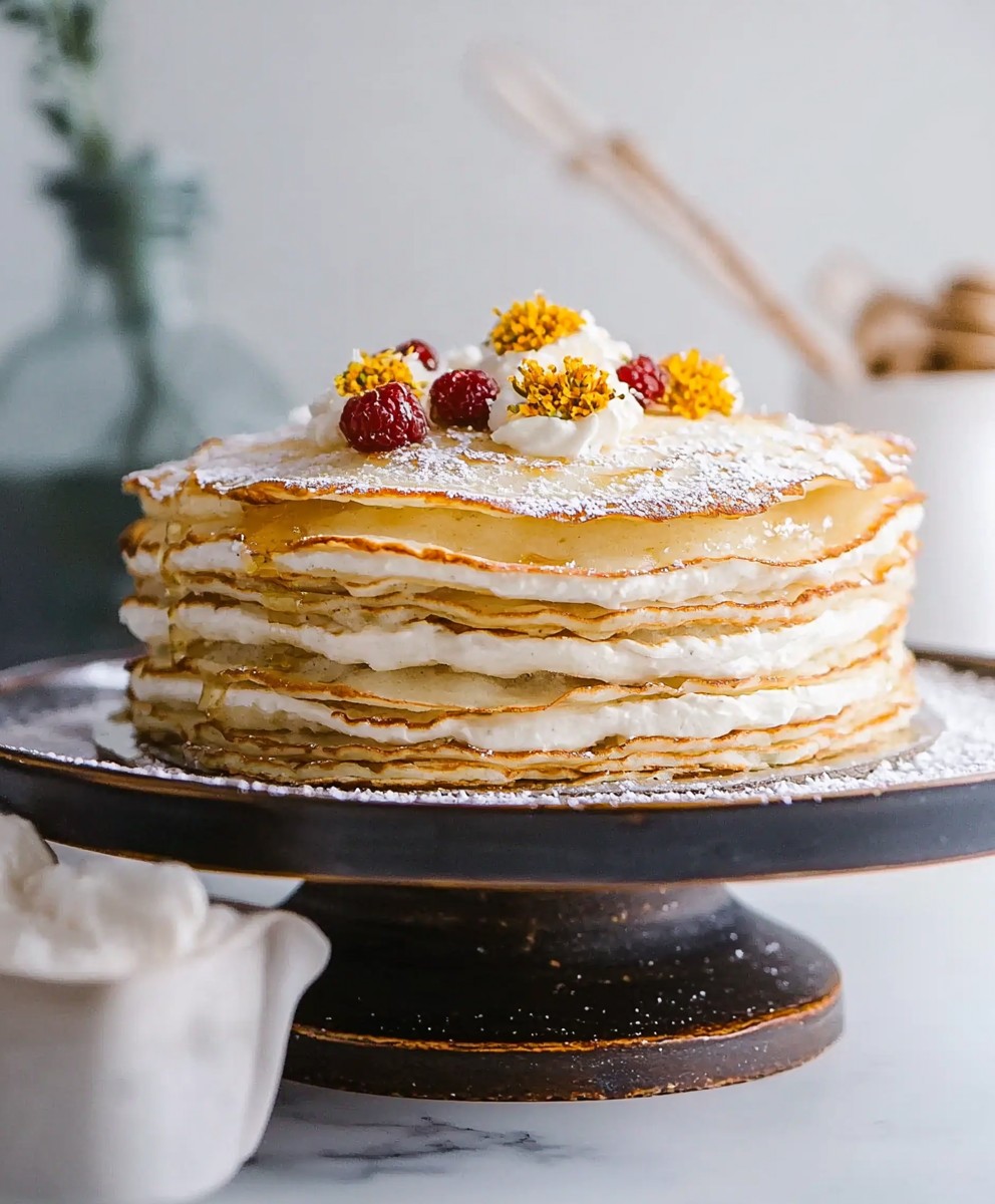 Honey Chamomile Crêpe Cake
