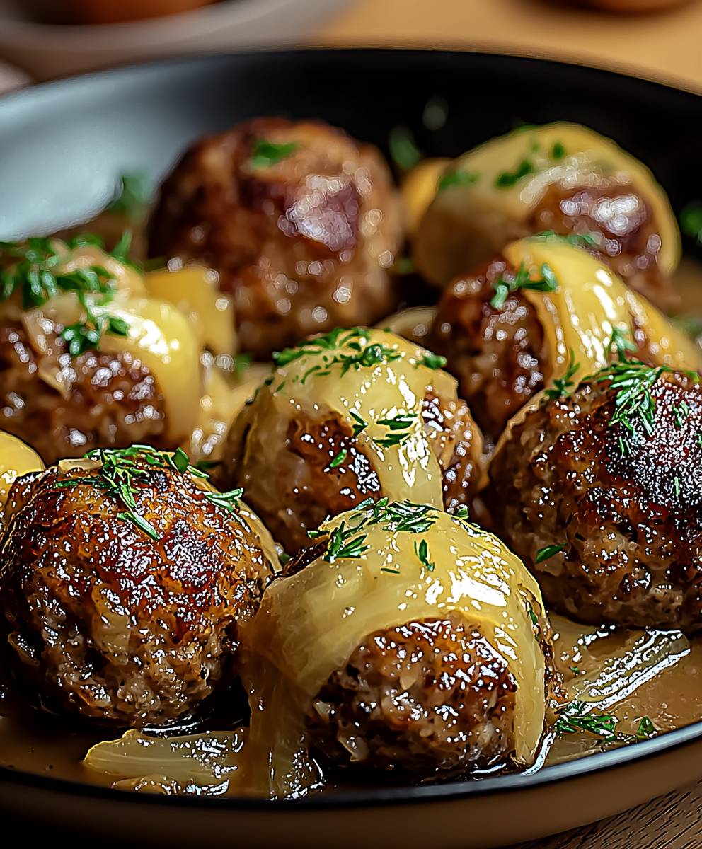 French Onion Meatballs