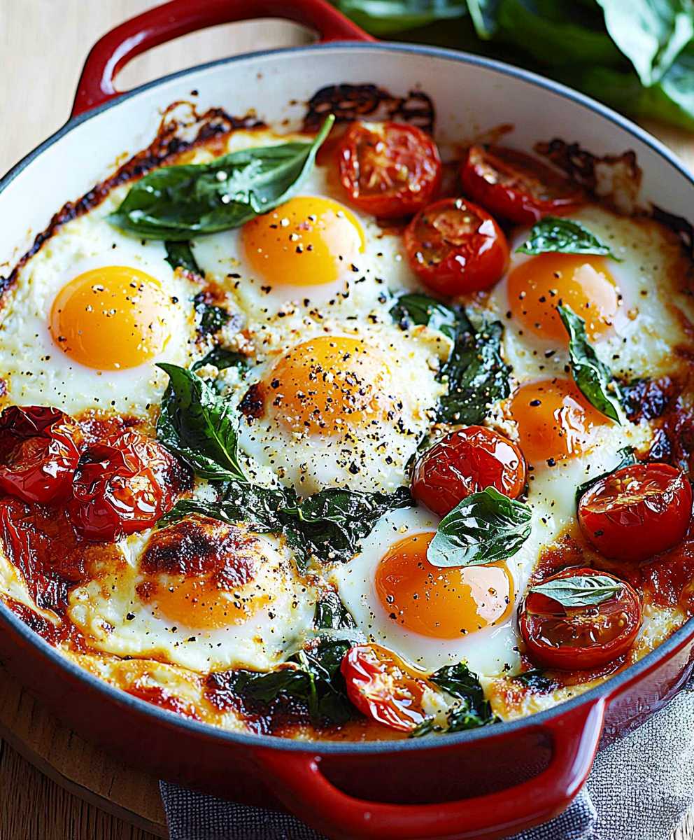 Baked Eggs Spinach Tomatoes