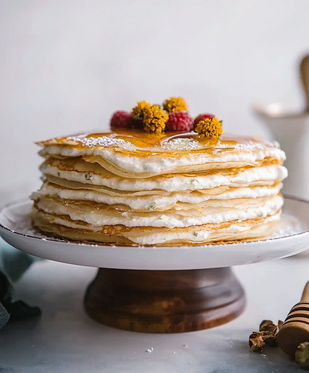 Honey Chamomile Crêpe Cake