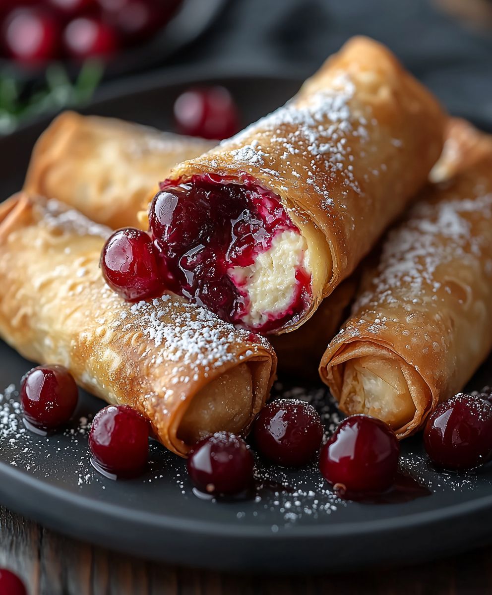 Cherry Cheesecake Egg Rolls