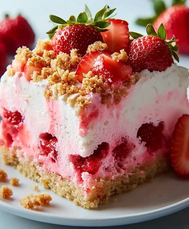 Strawberry Crunch Poke Cake