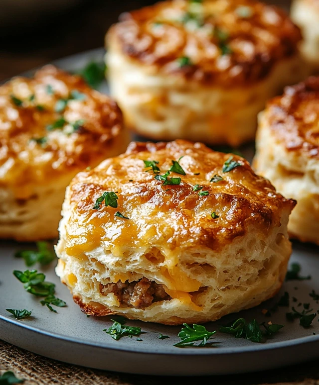 Keto Sausage Cheddar Biscuits