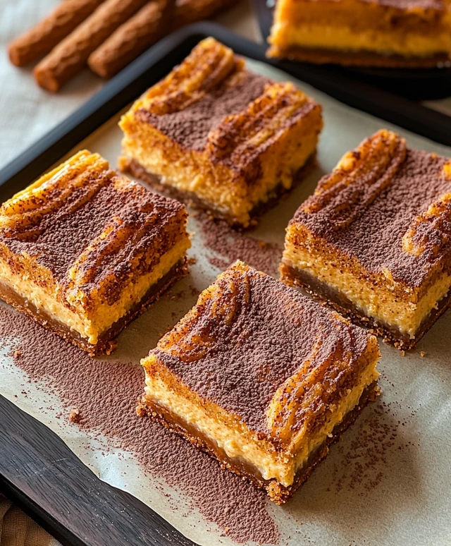 Pumpkin Churro Cheesecake Bars