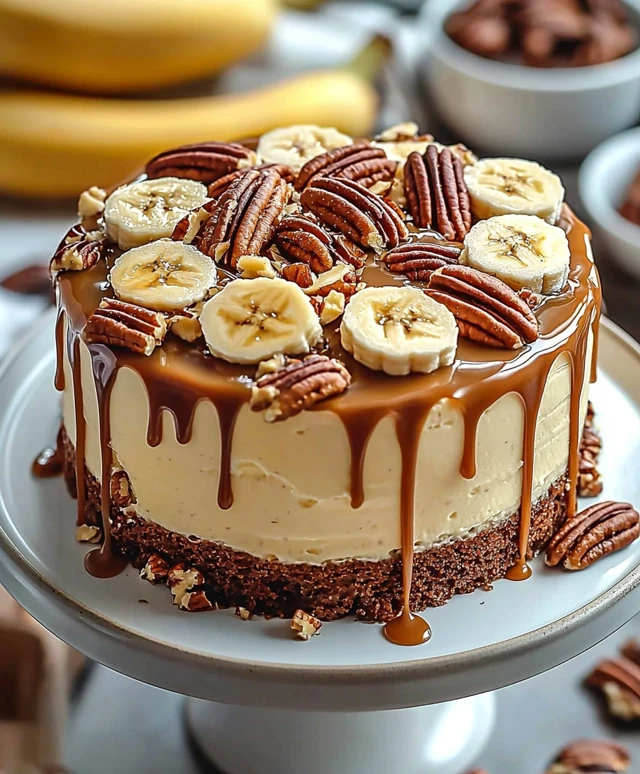 Banana Pecan Caramel Cake