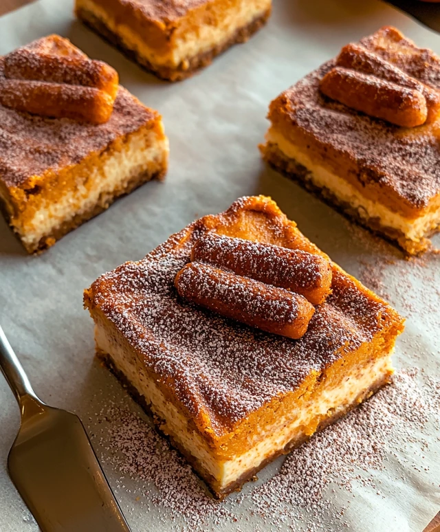 Pumpkin Churro Cheesecake Bars