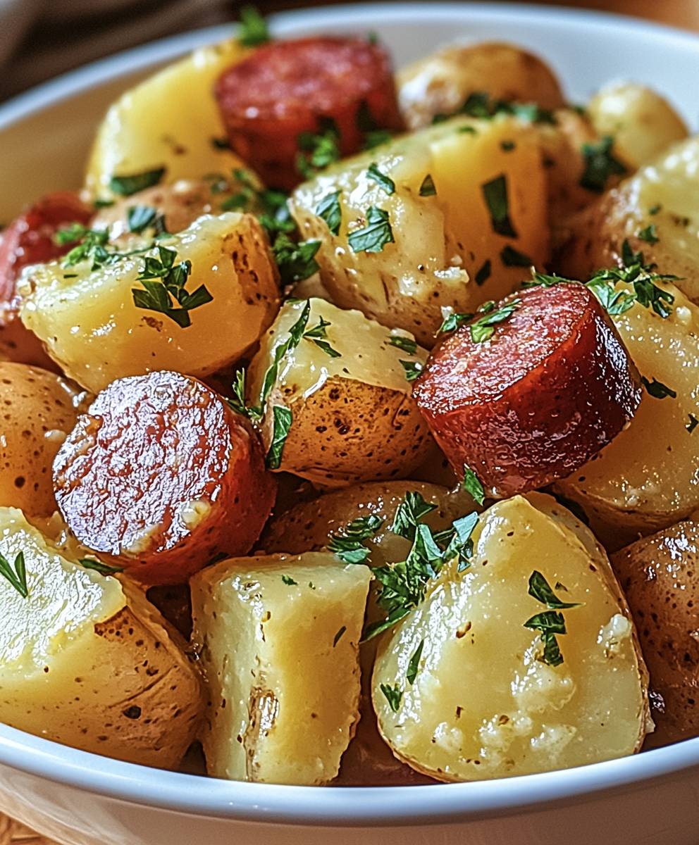 Cheesy Potatoes Kielbasa Crockpot