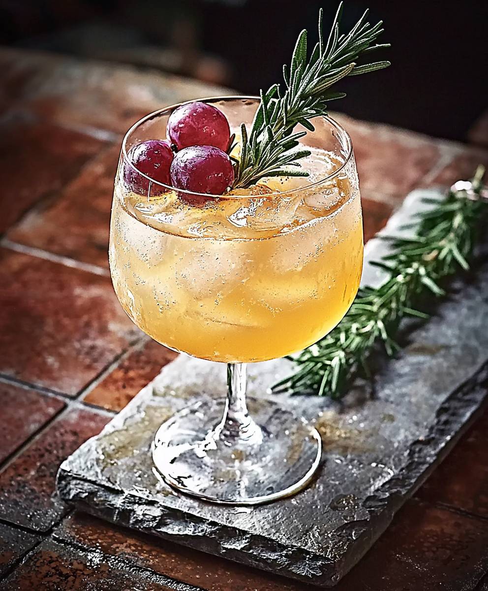 Grape rosemary alcohol free cocktail