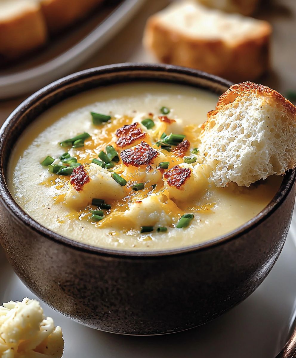 Garlic Cheddar Cauliflower Soup