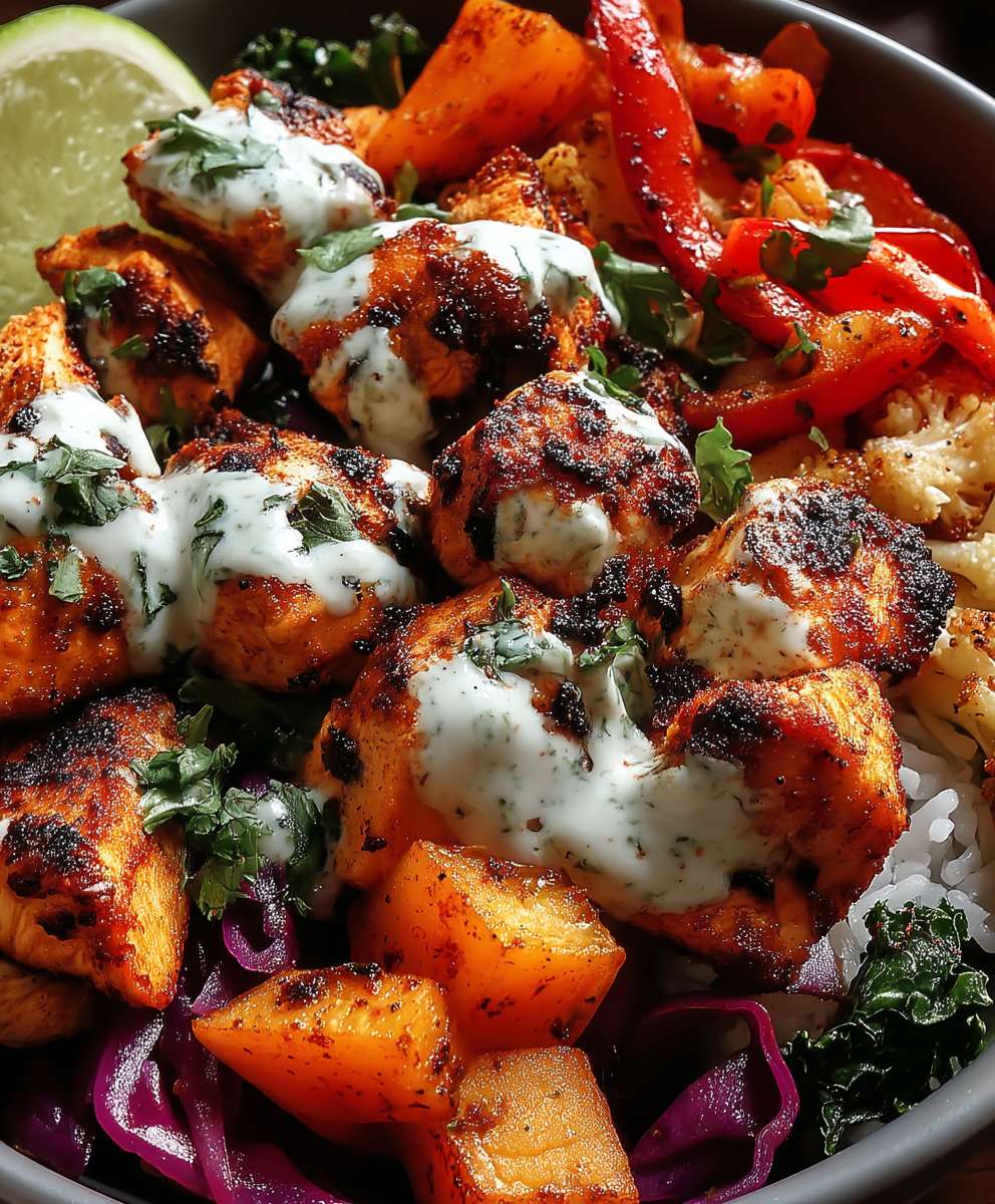 Spicy chicken vegetable bowls