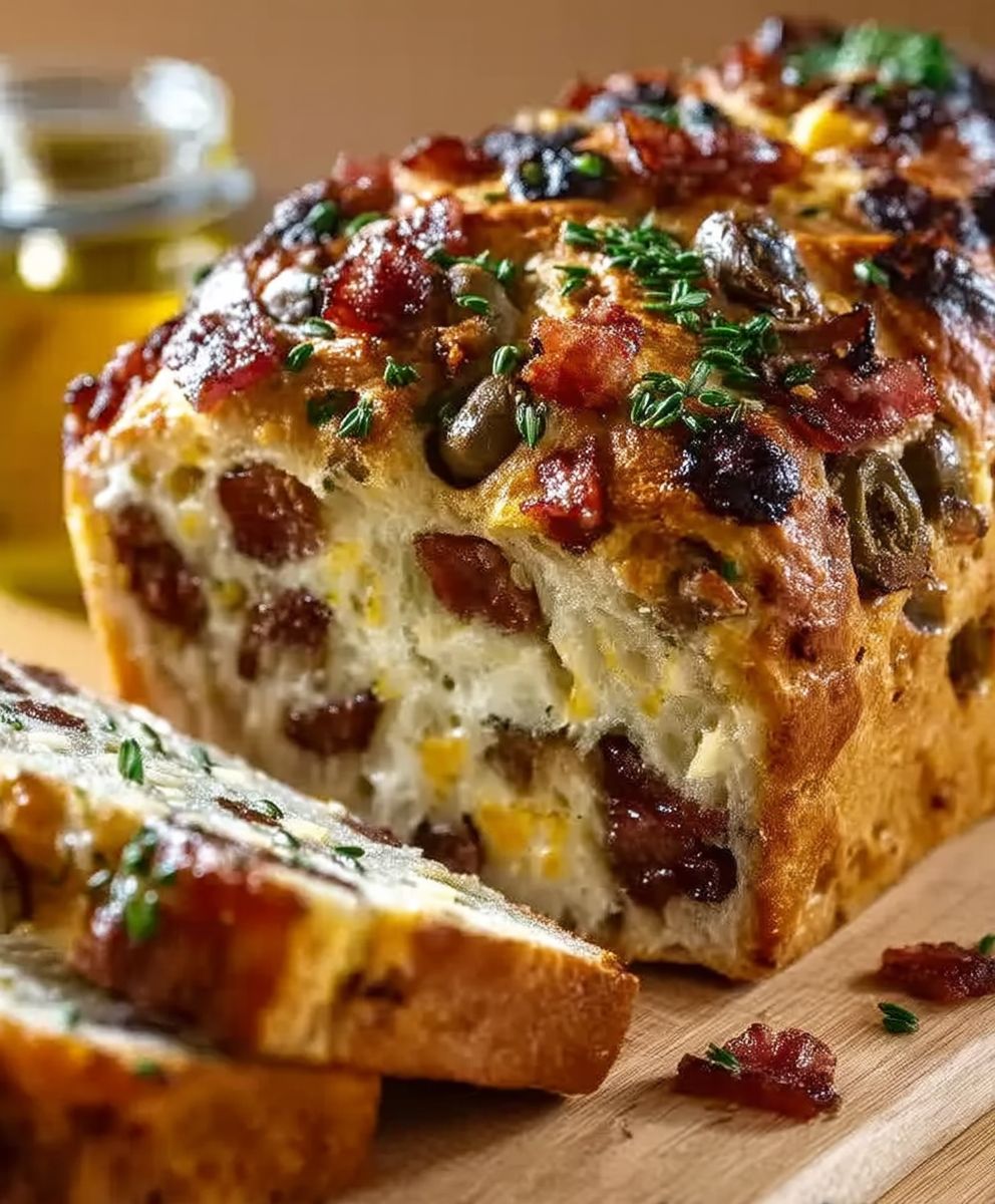 Olive bacon cheese bread