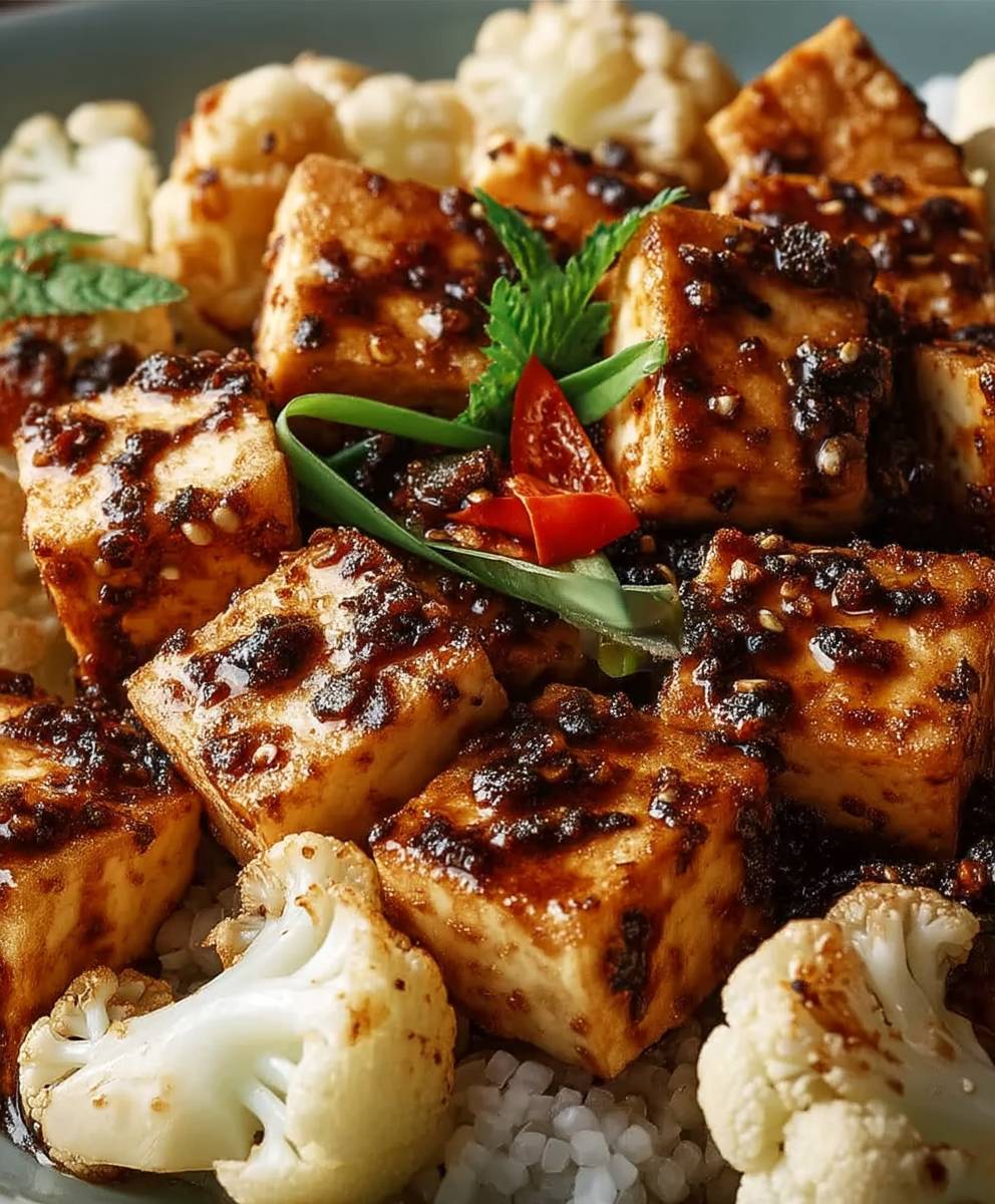 Black pepper tofu cauliflower