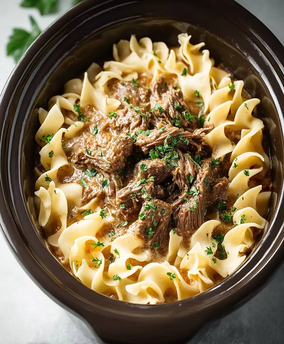 Crockpot beef and noodles