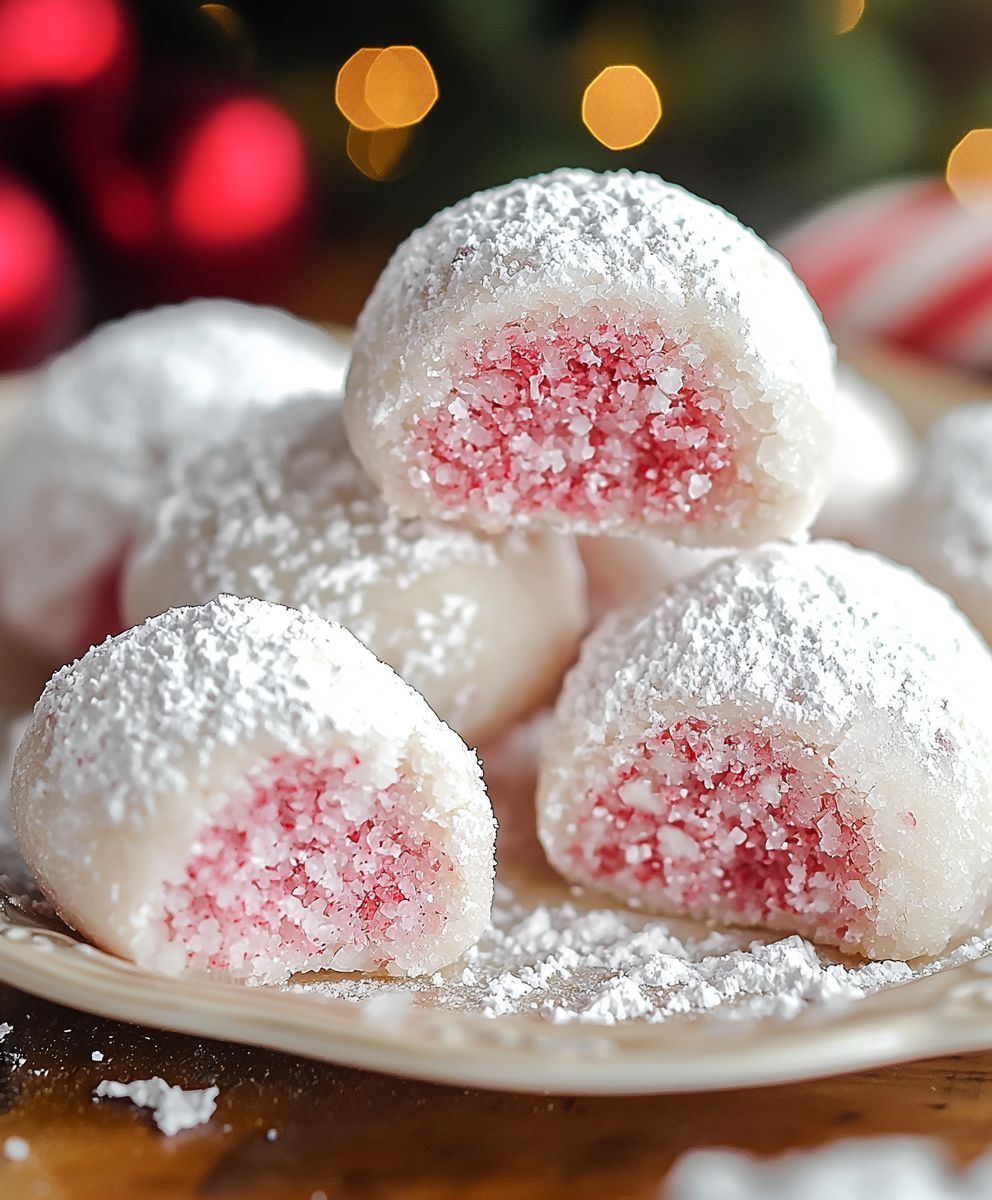 Peppermint Snowball Cookies