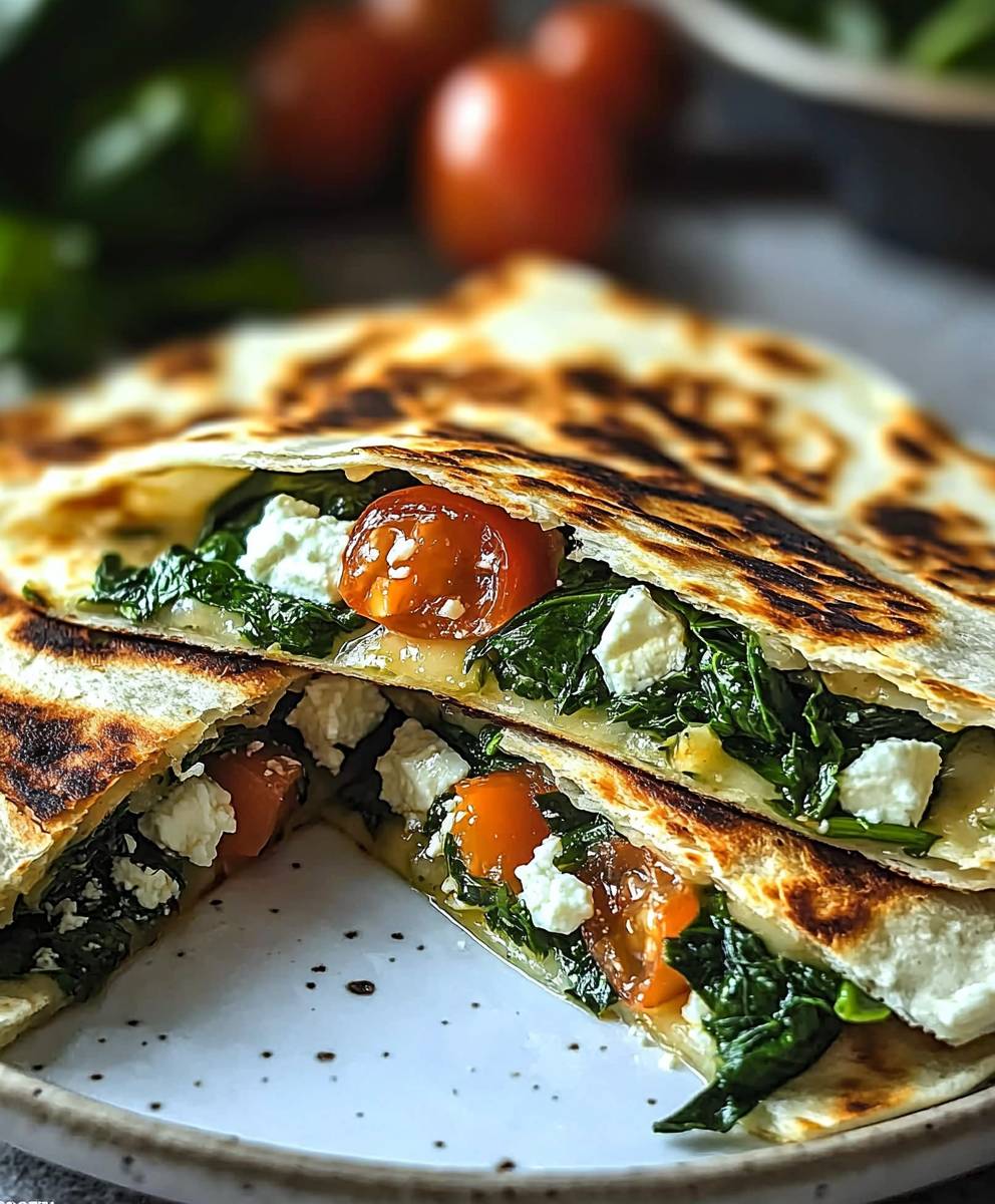 Spinach feta quesadillas