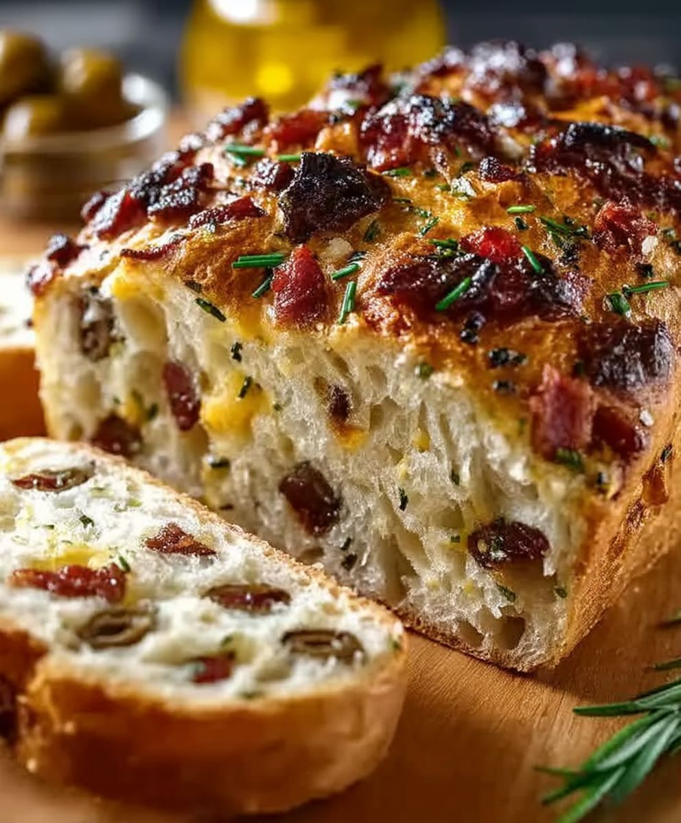 Olive bacon cheese bread