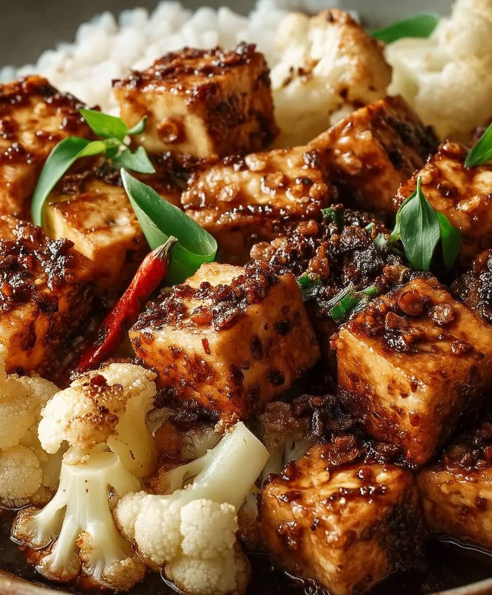 Black pepper tofu cauliflower