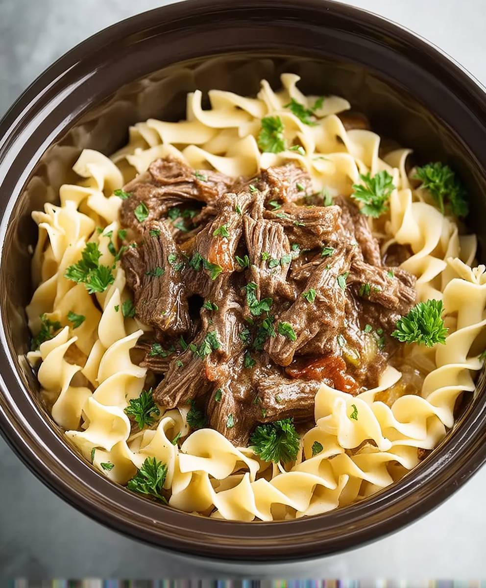 Crockpot beef and noodles