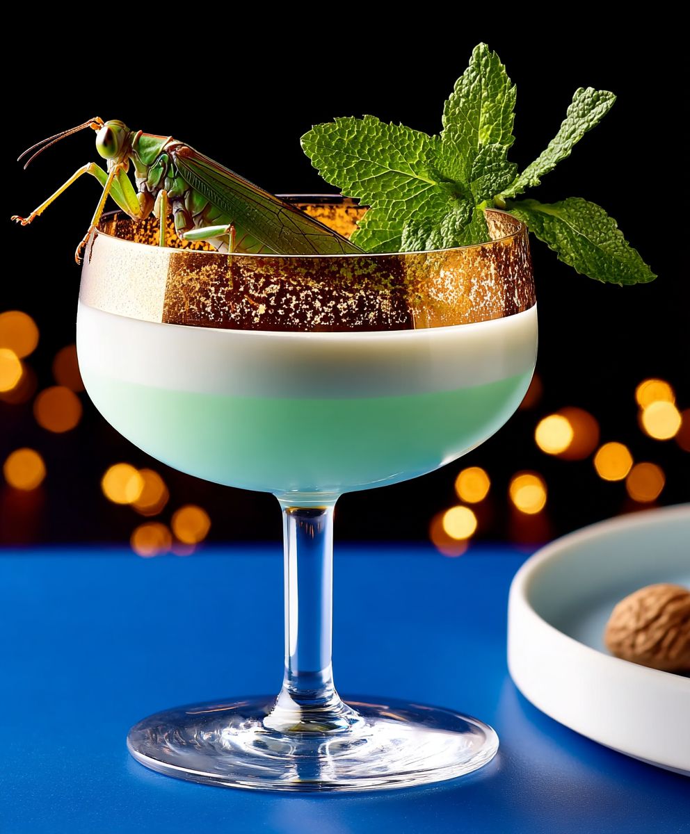 Flying grasshopper cocktail