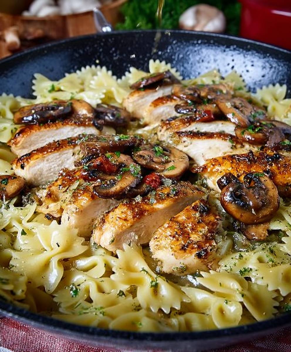 Chicken Marsala with Farfalle