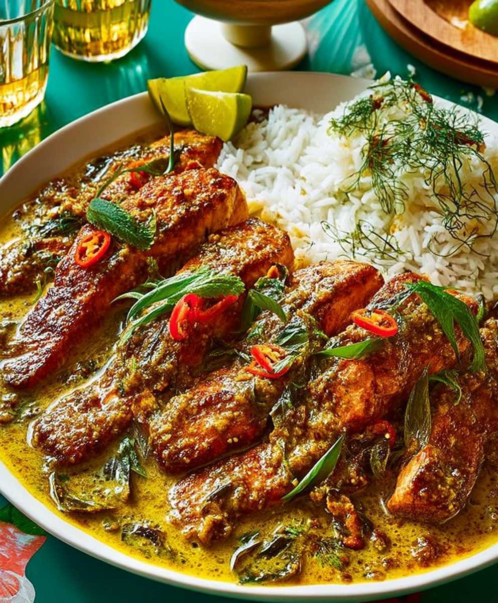 Coconut salmon curry