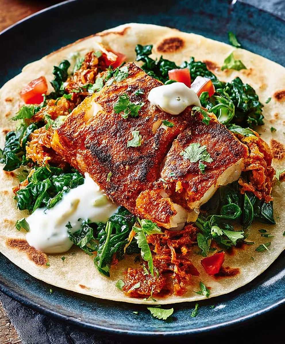Cod tikka paratha wraps