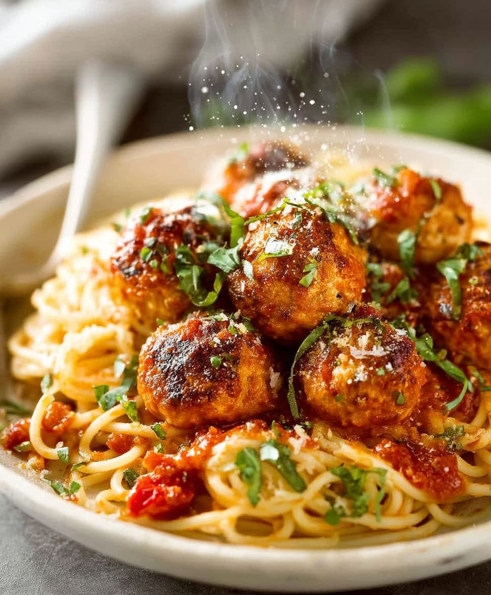 Chicken Meatballs and Spaghetti