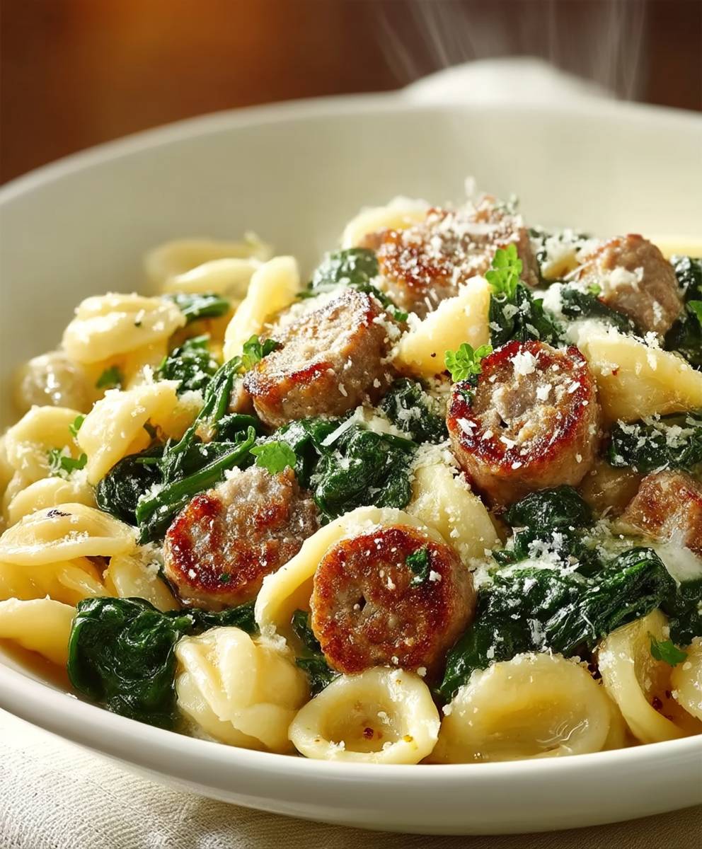 Sausage spinach orecchiette