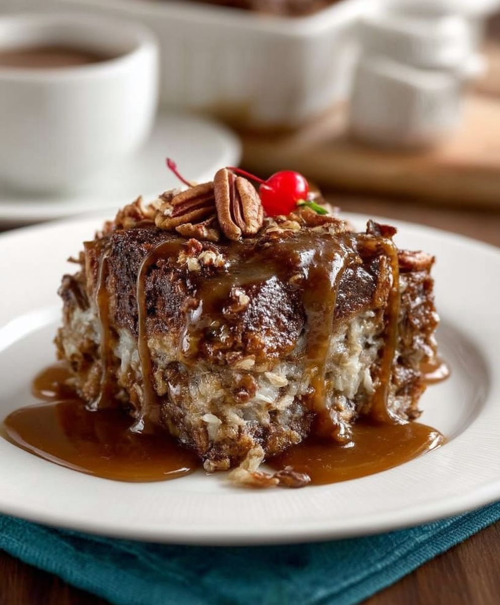 German Chocolate Bread Pudding