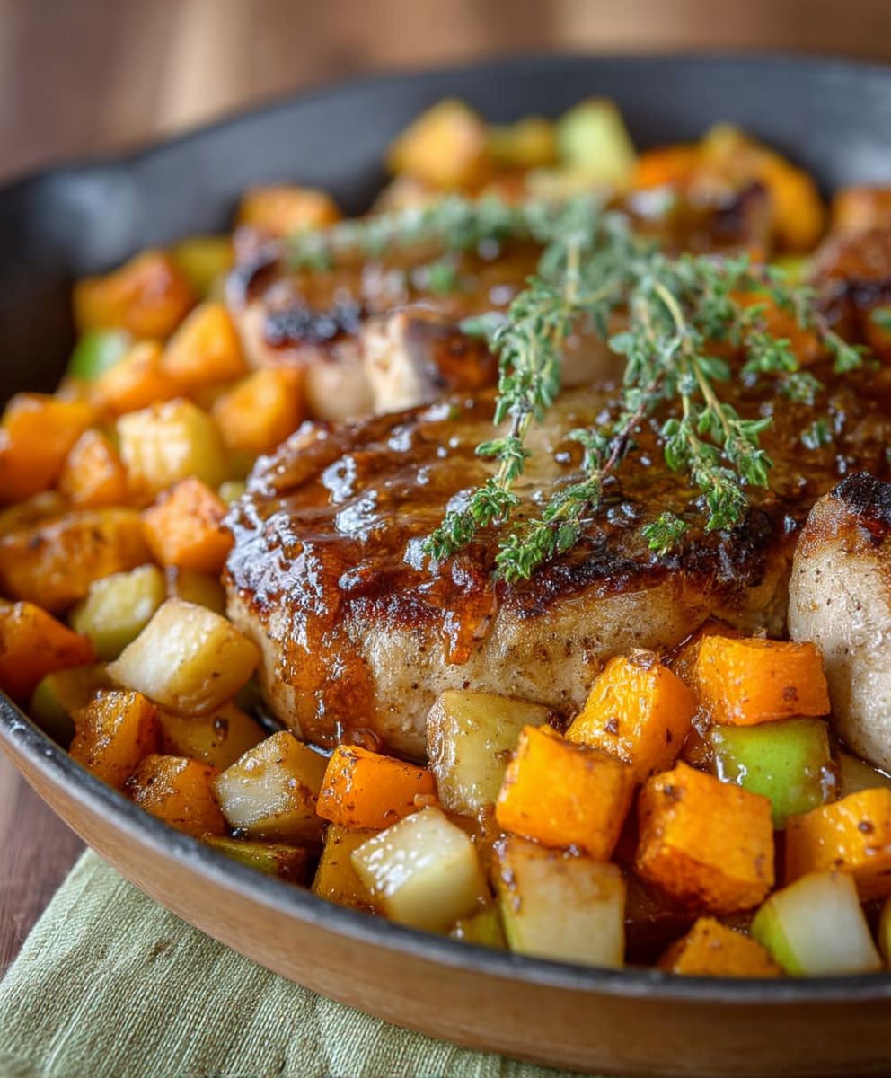 Pork Chops Apples Squash