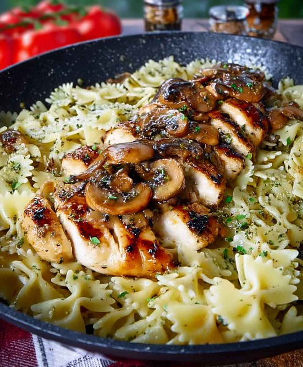 Chicken Marsala with Farfalle