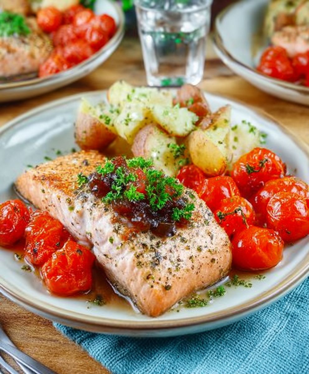 Salmon cherry tomatoes