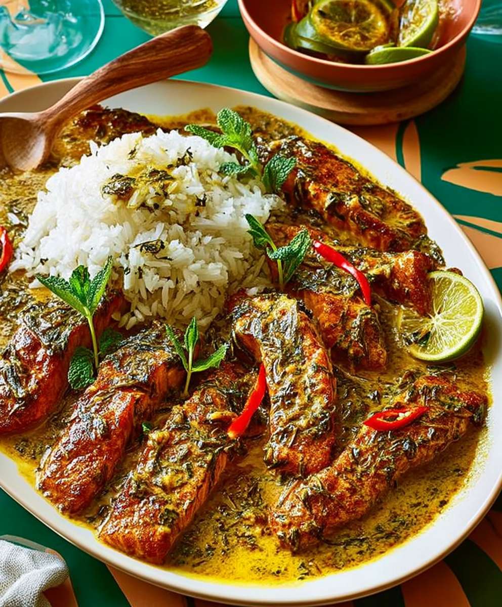 Coconut salmon curry