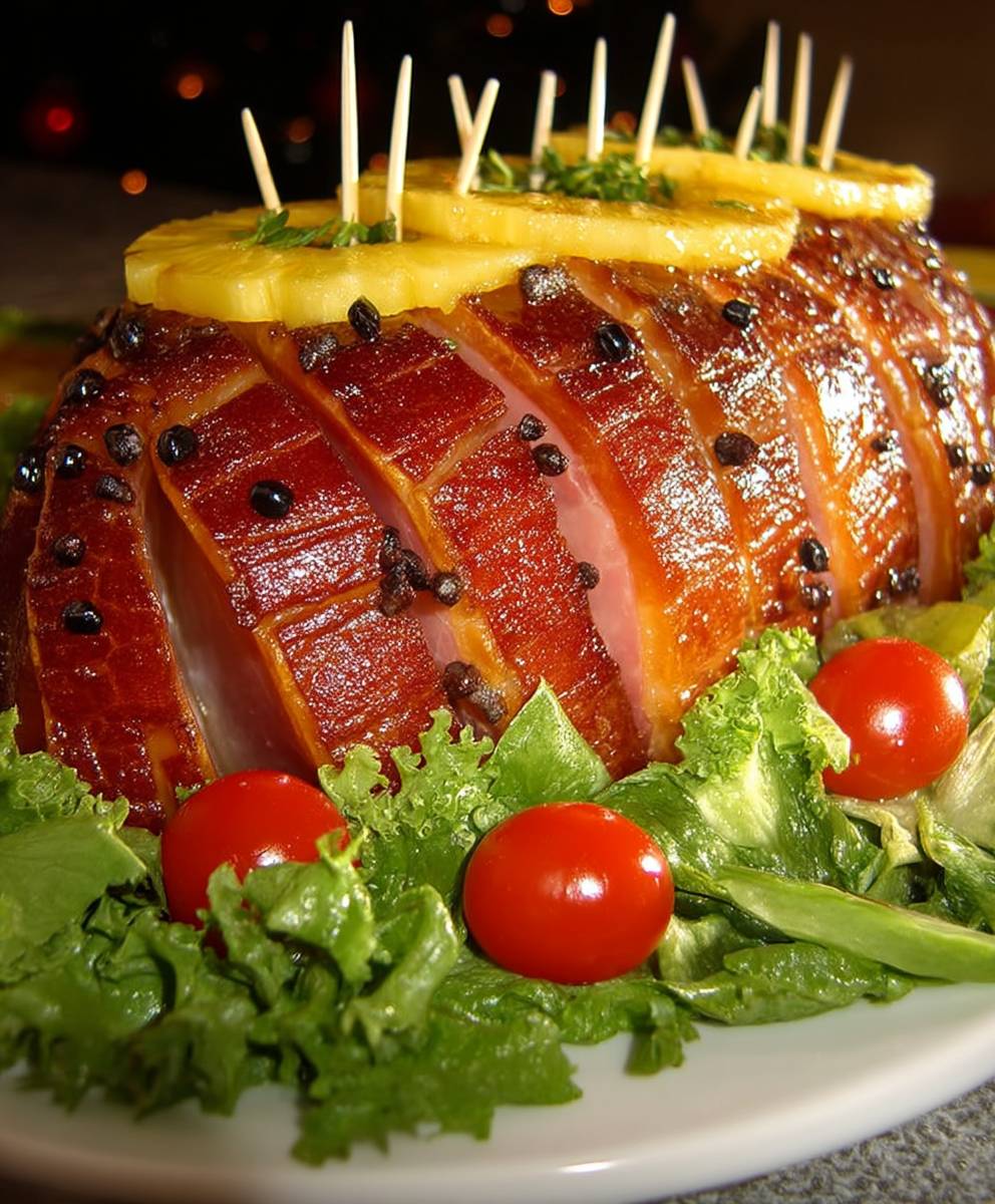 Mapled glazed ham