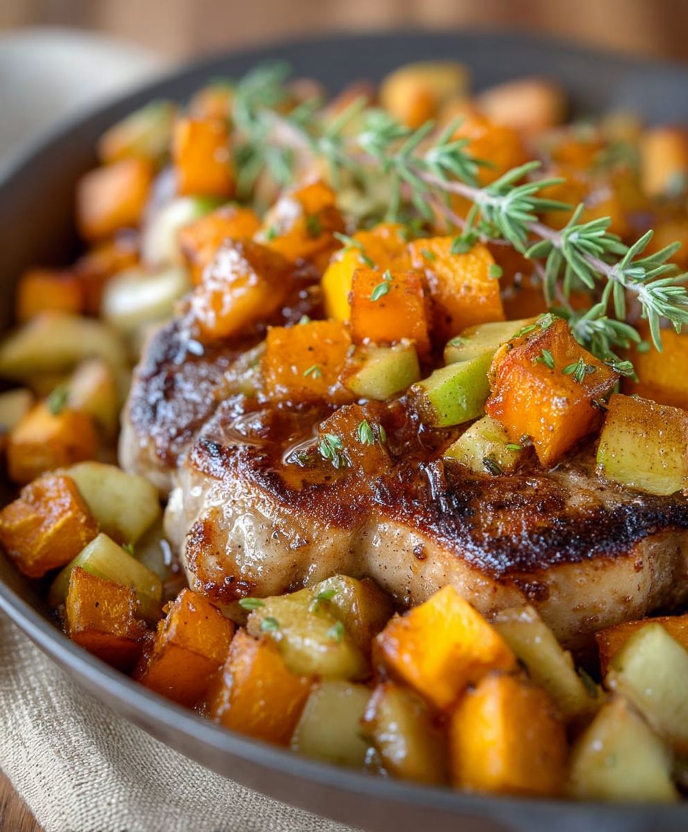 Pork Chops Apples Squash
