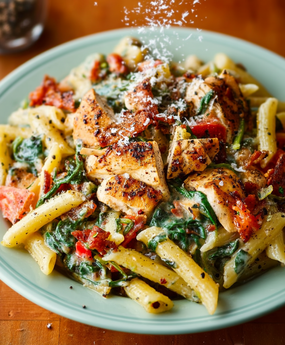 Chicken bacon pasta spinach