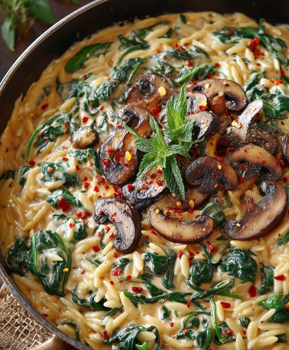 Spinach Mushroom Orzo