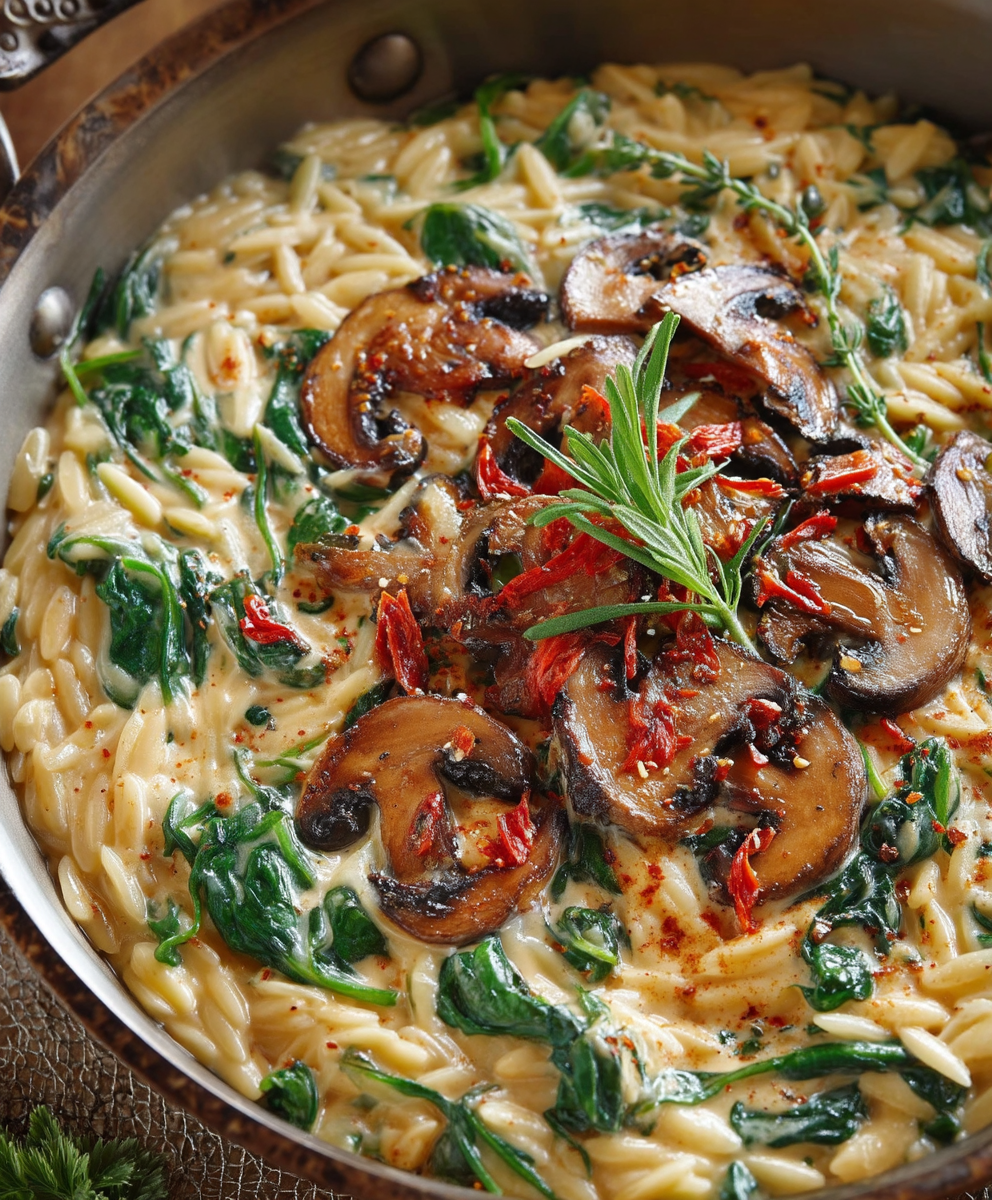 Spinach Mushroom Orzo
