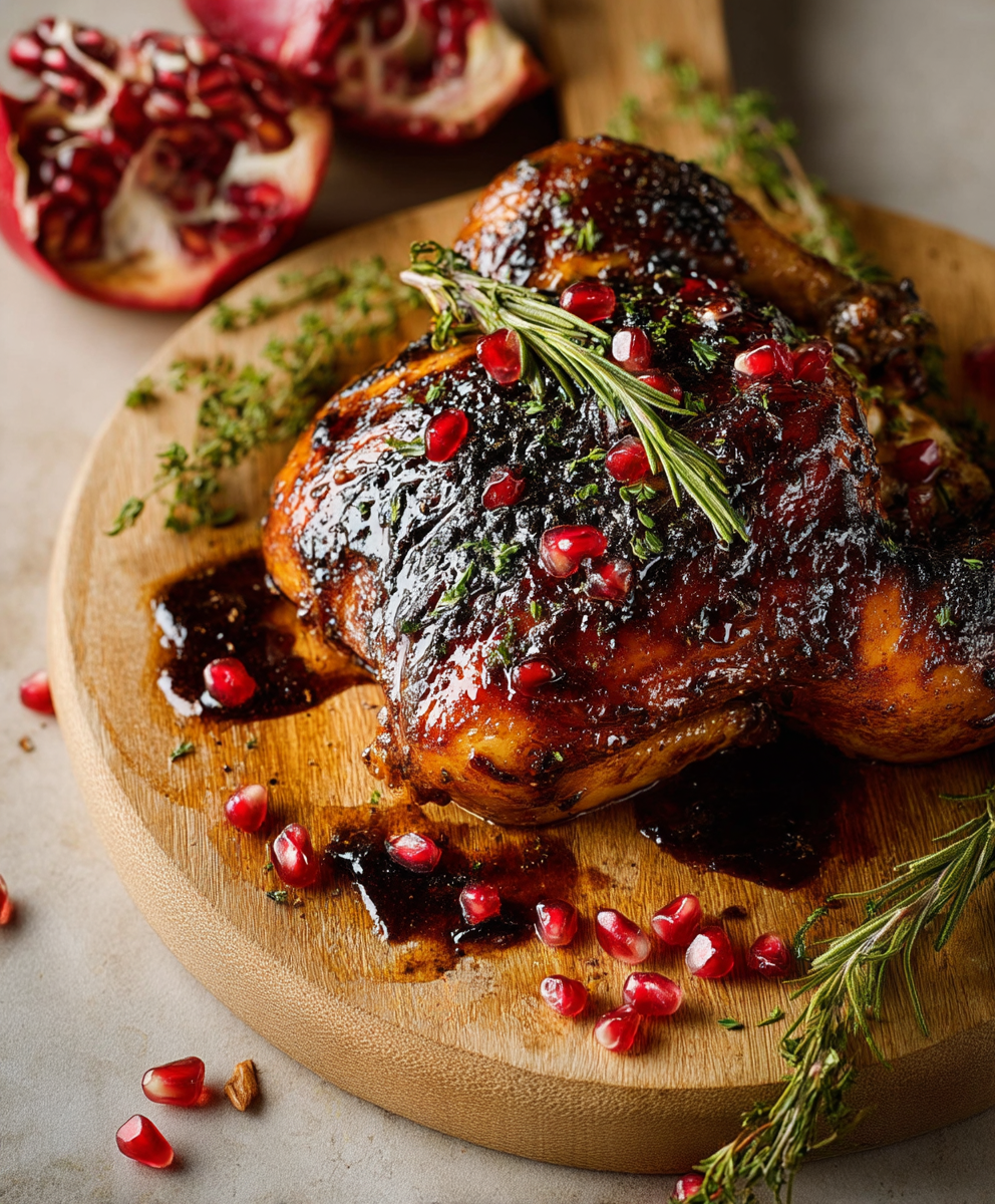 Balsamic pomegranate roasted chicken