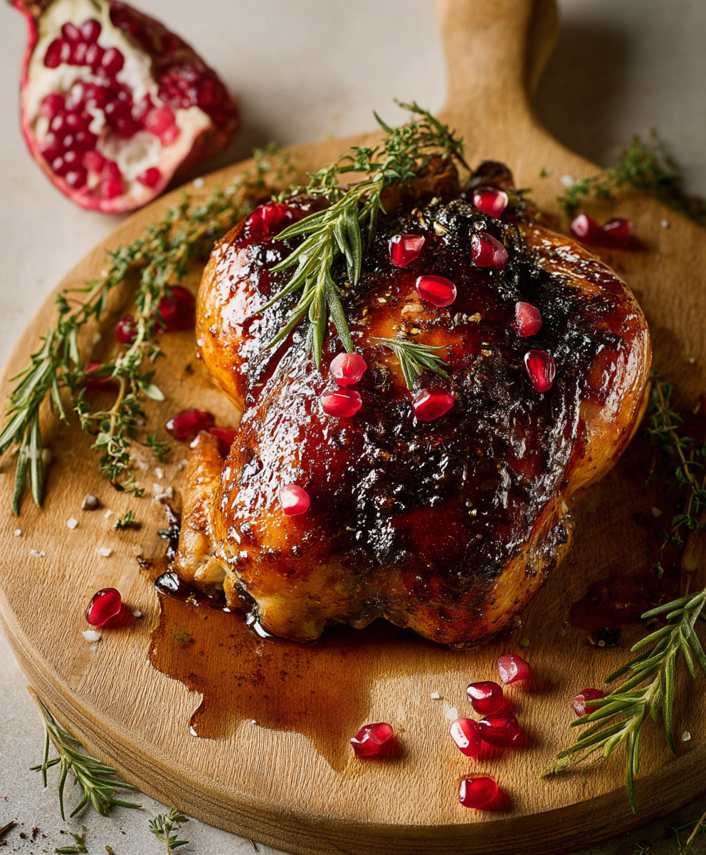 Balsamic pomegranate roasted chicken