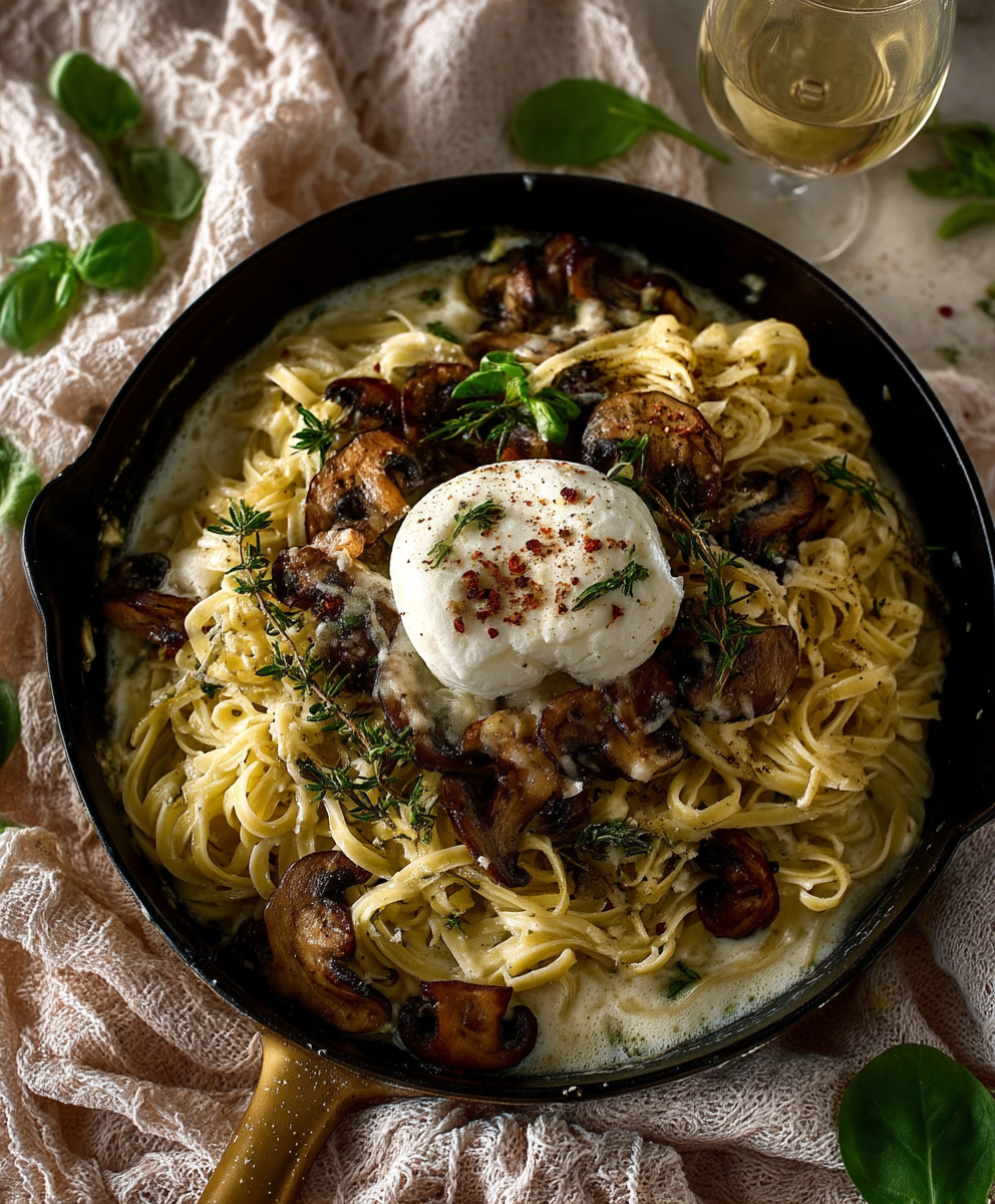 White wine mushroom pasta