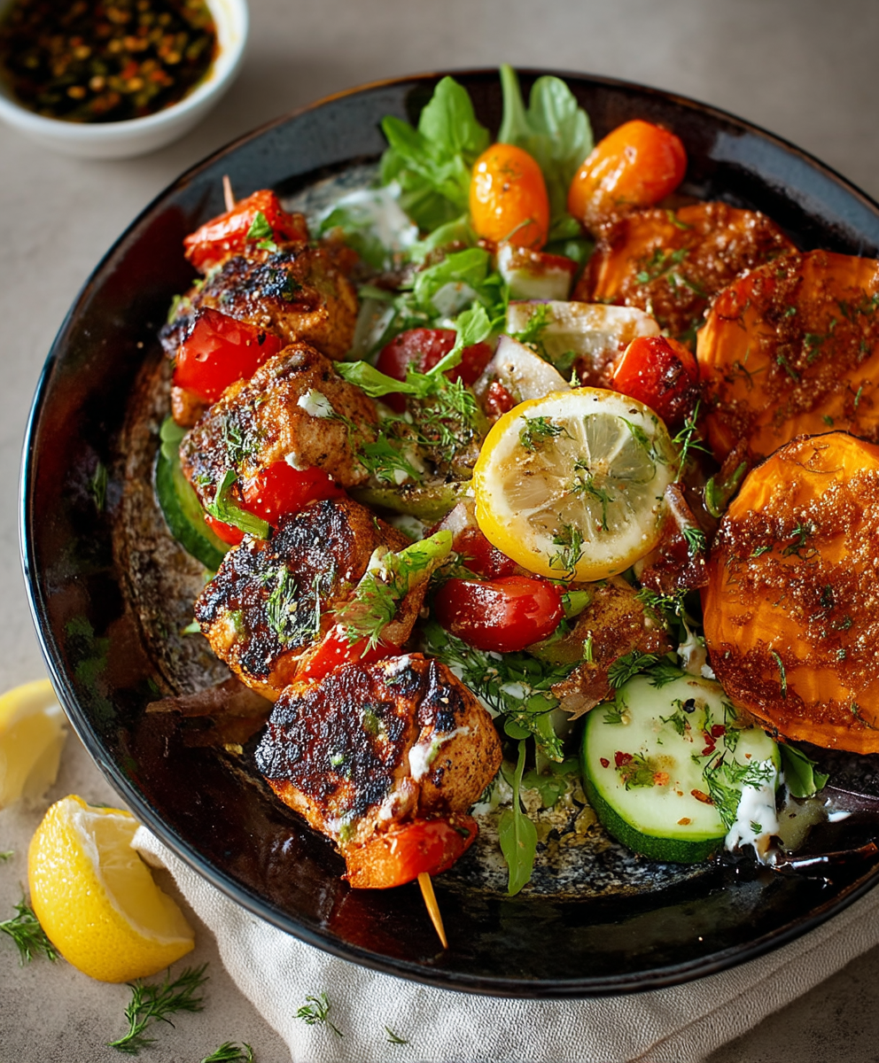 Chicken vegetable skewers