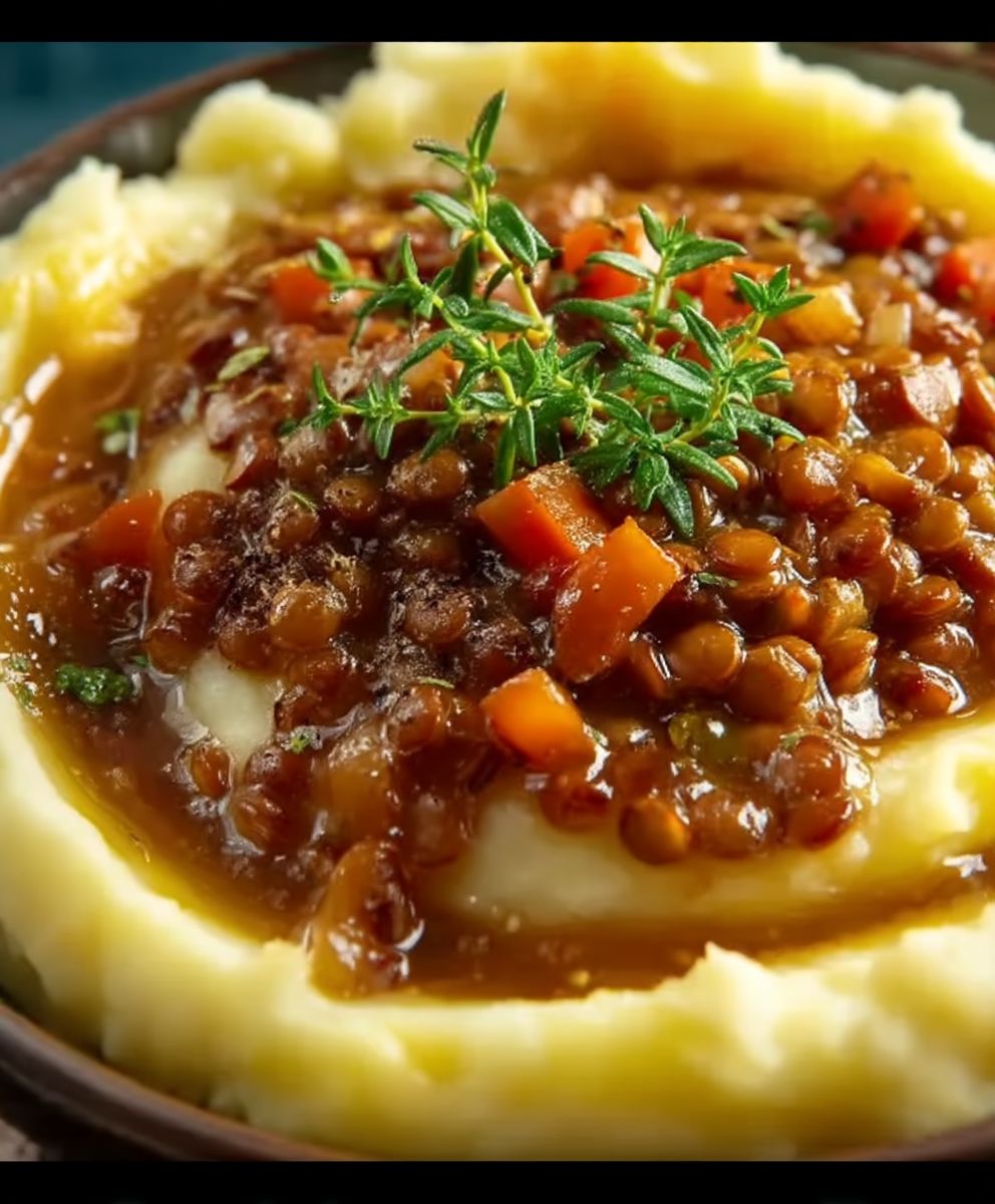 Lentil Stew Mashed Potatoes