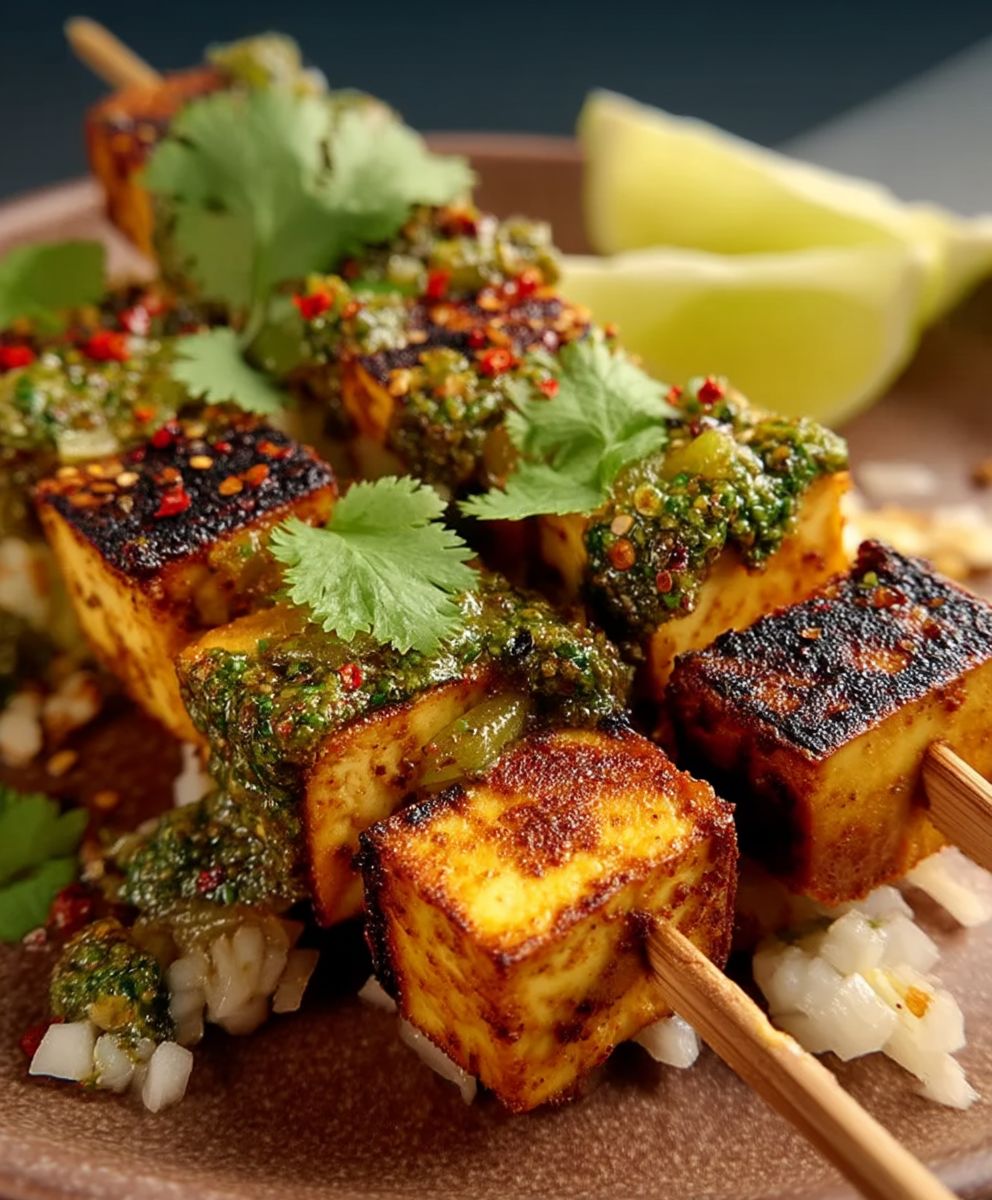 Lemon Coriander Tofu Skewers
